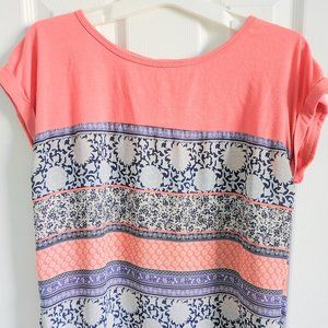 Coral Pink Floral Spring Blouse